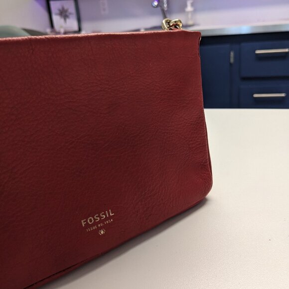 Vintage POPPY RED Fossil Small Crossbody Purse - Picture 1 of 8